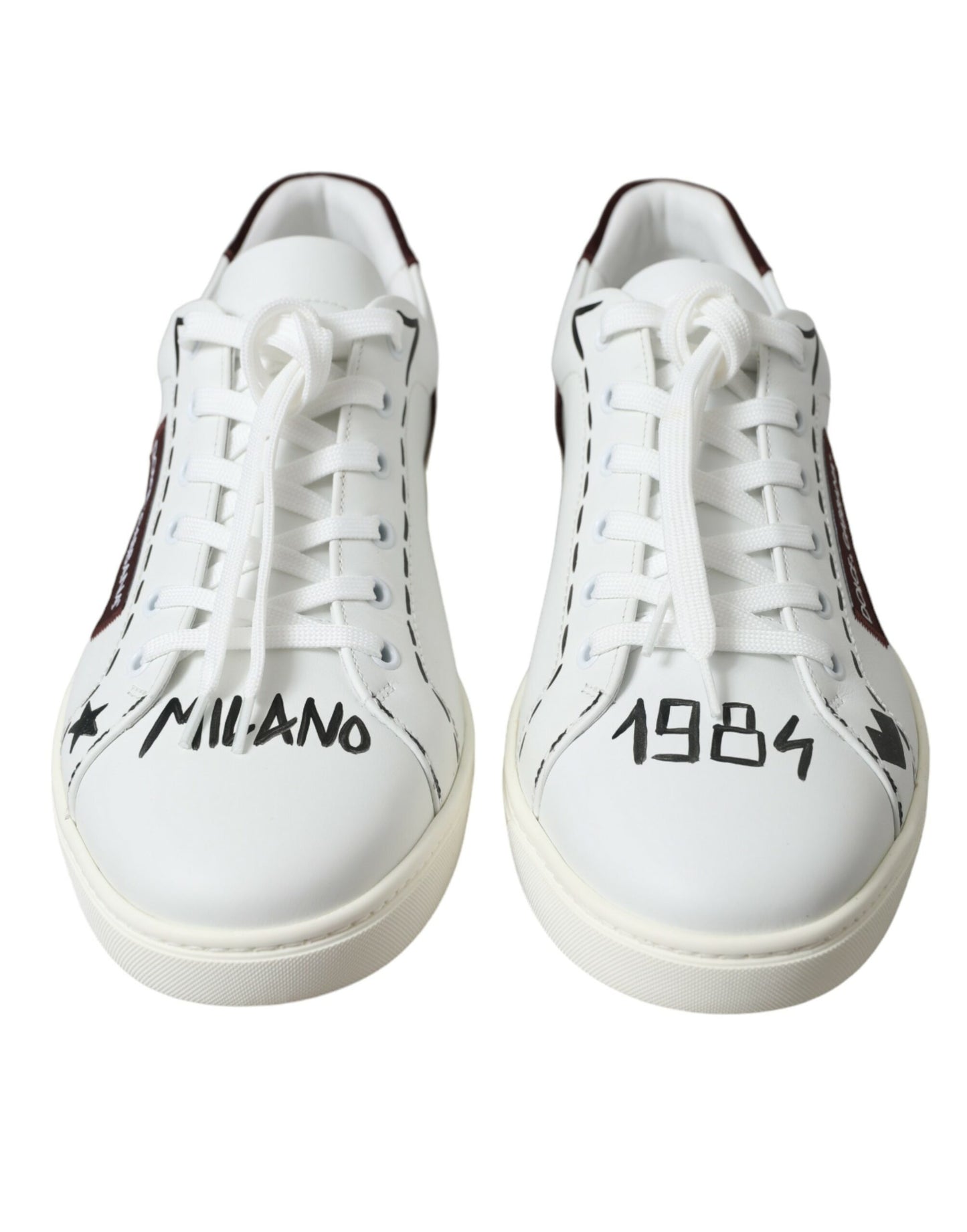 Dolce & Gabbana Exclusive White Bordeaux Low Top Sneakers EU44.5 / US11.5