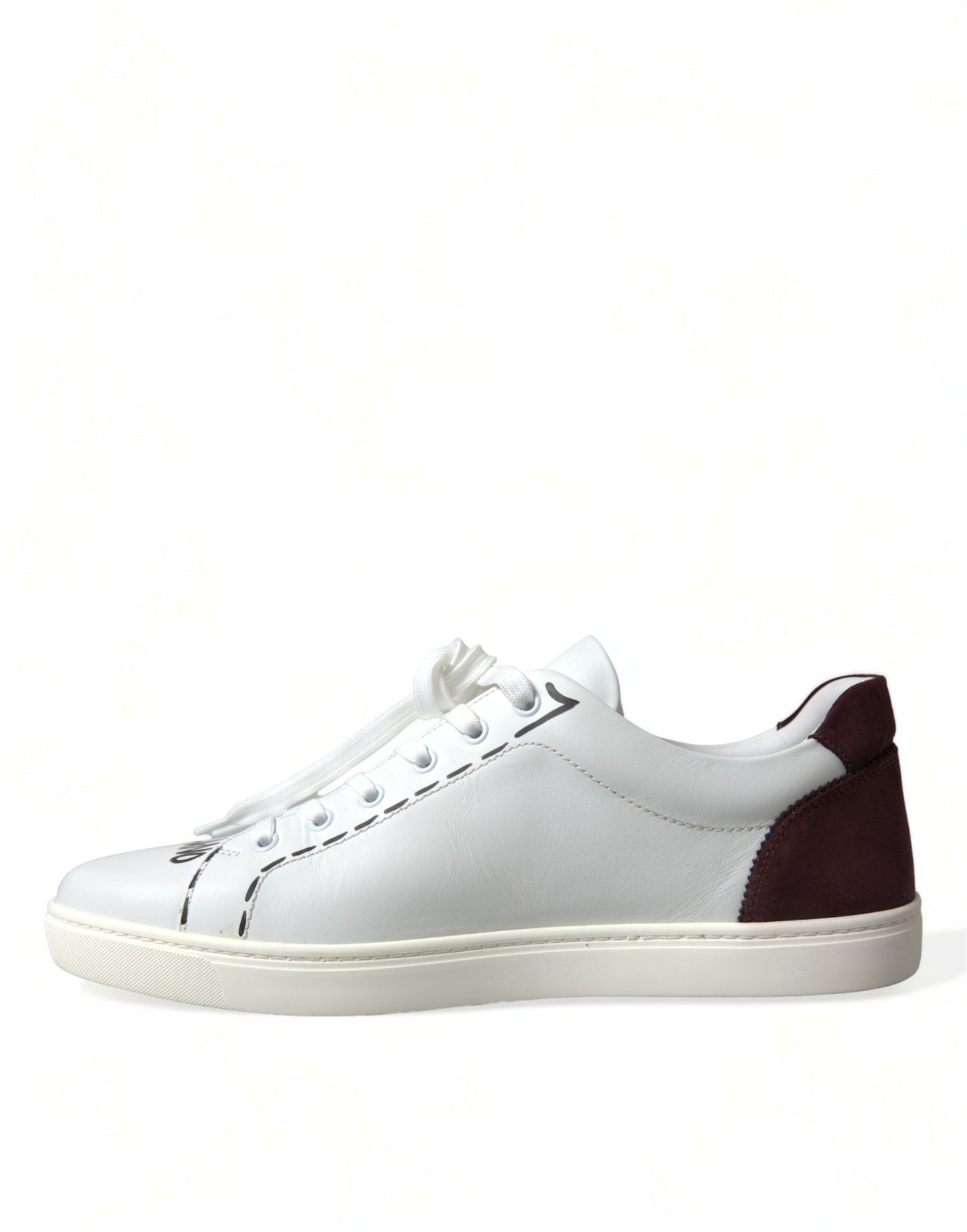 Dolce & Gabbana Exclusive White Bordeaux Low Top Sneakers EU44.5 / US11.5