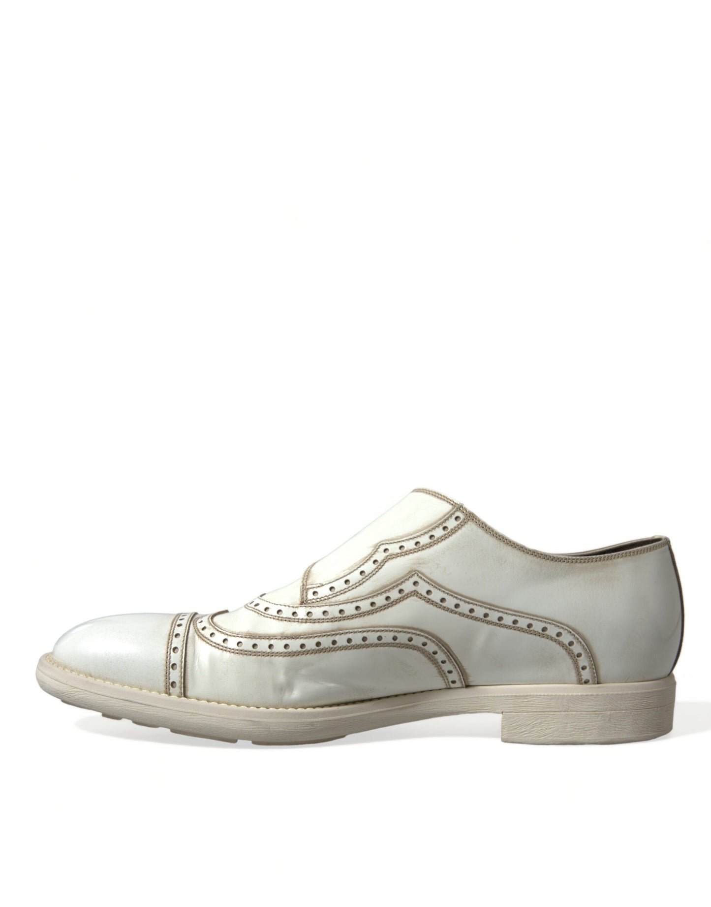 Dolce & Gabbana Elegant White Leather Derby Dress Shoes EU43.5 / US10.5