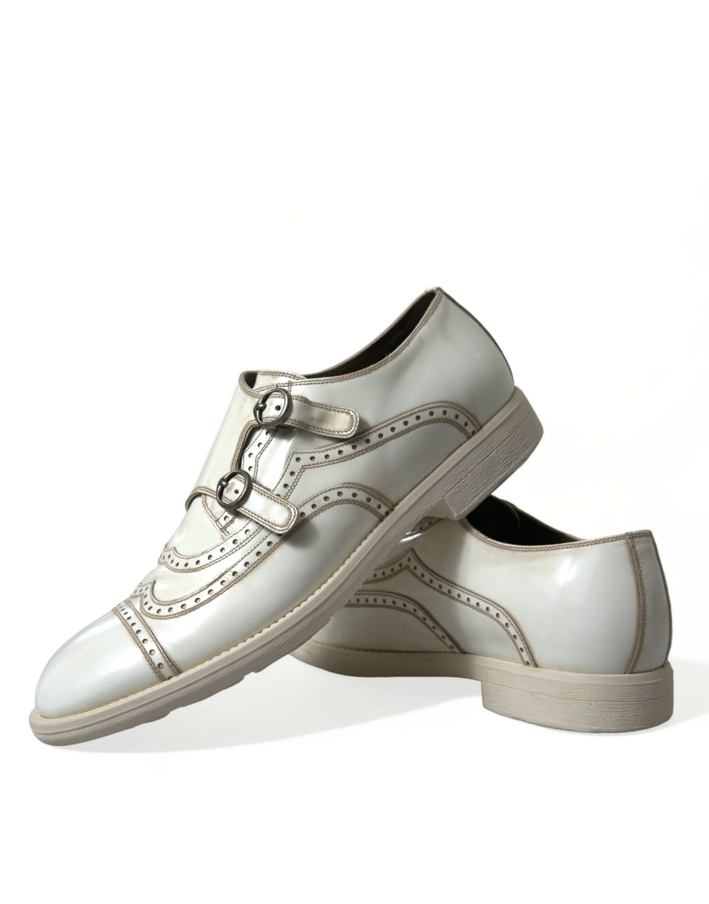 Dolce & Gabbana Elegant White Leather Derby Dress Shoes EU43.5 / US10.5