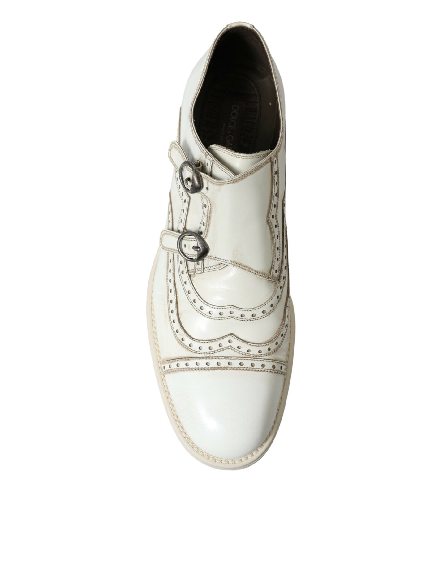 Dolce & Gabbana Elegant White Leather Derby Dress Shoes EU43.5 / US10.5