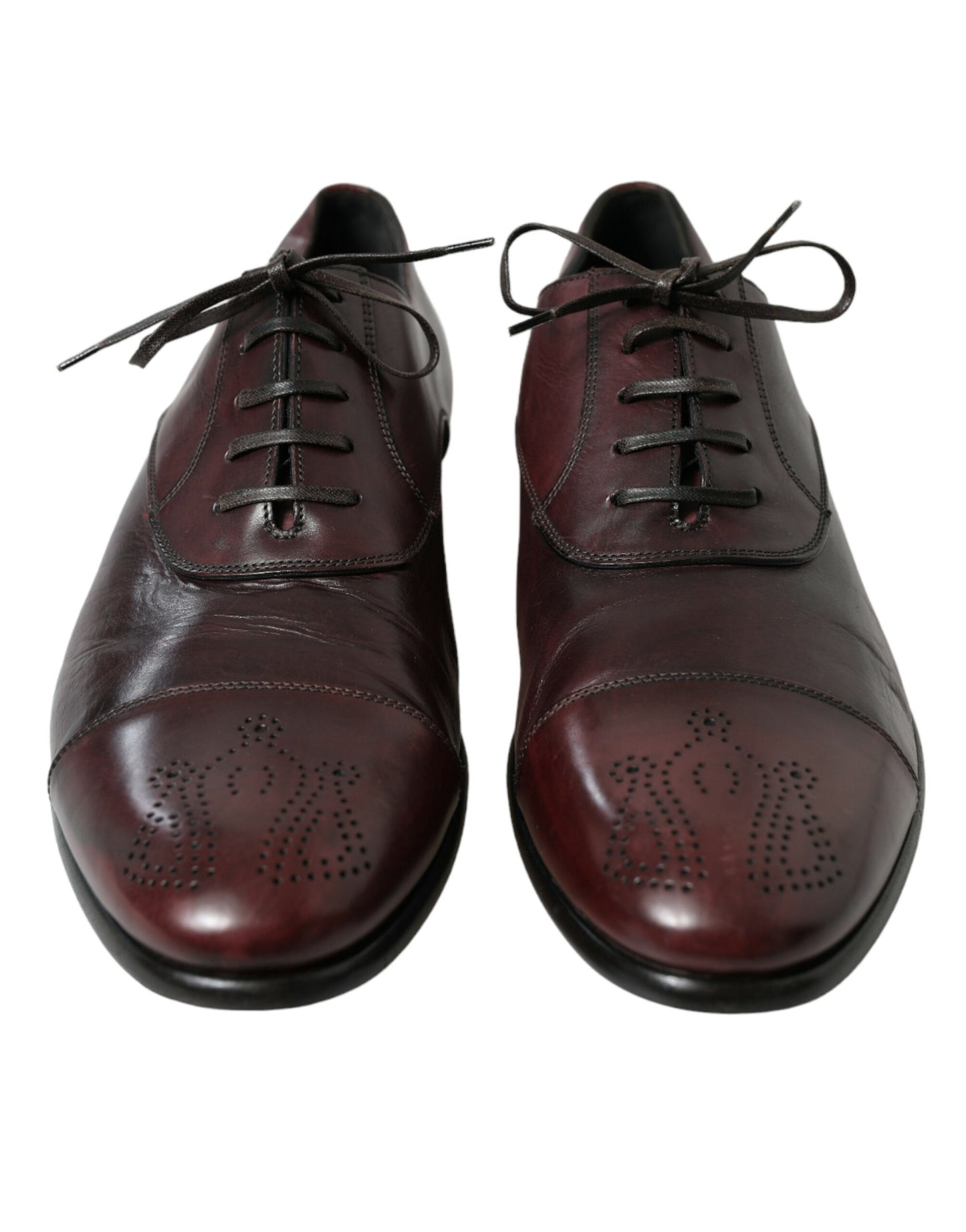 Dolce & Gabbana Elegant Burgundy Leather Derby Shoes EU44 / US11