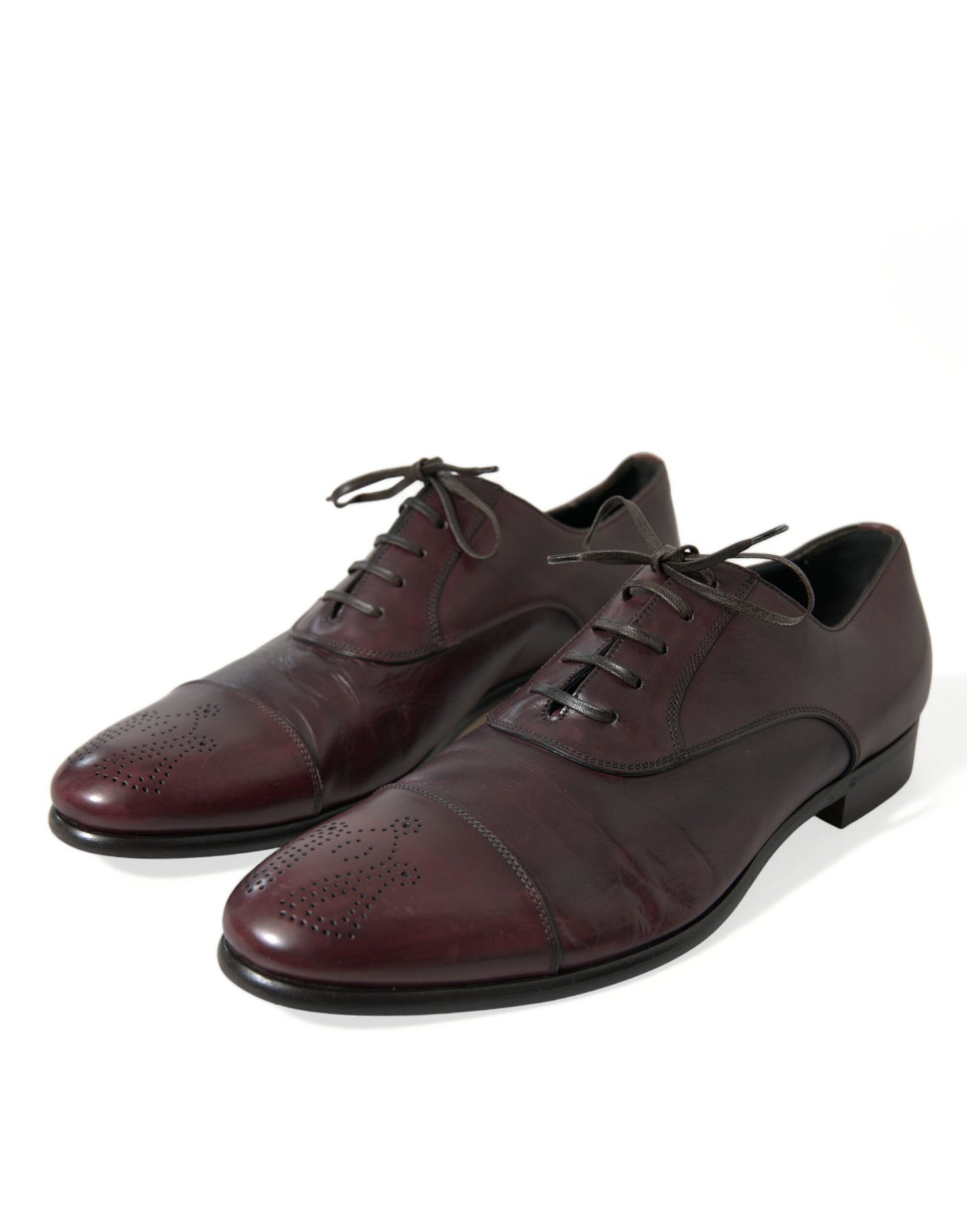 Dolce & Gabbana Elegant Burgundy Leather Derby Shoes EU44 / US11