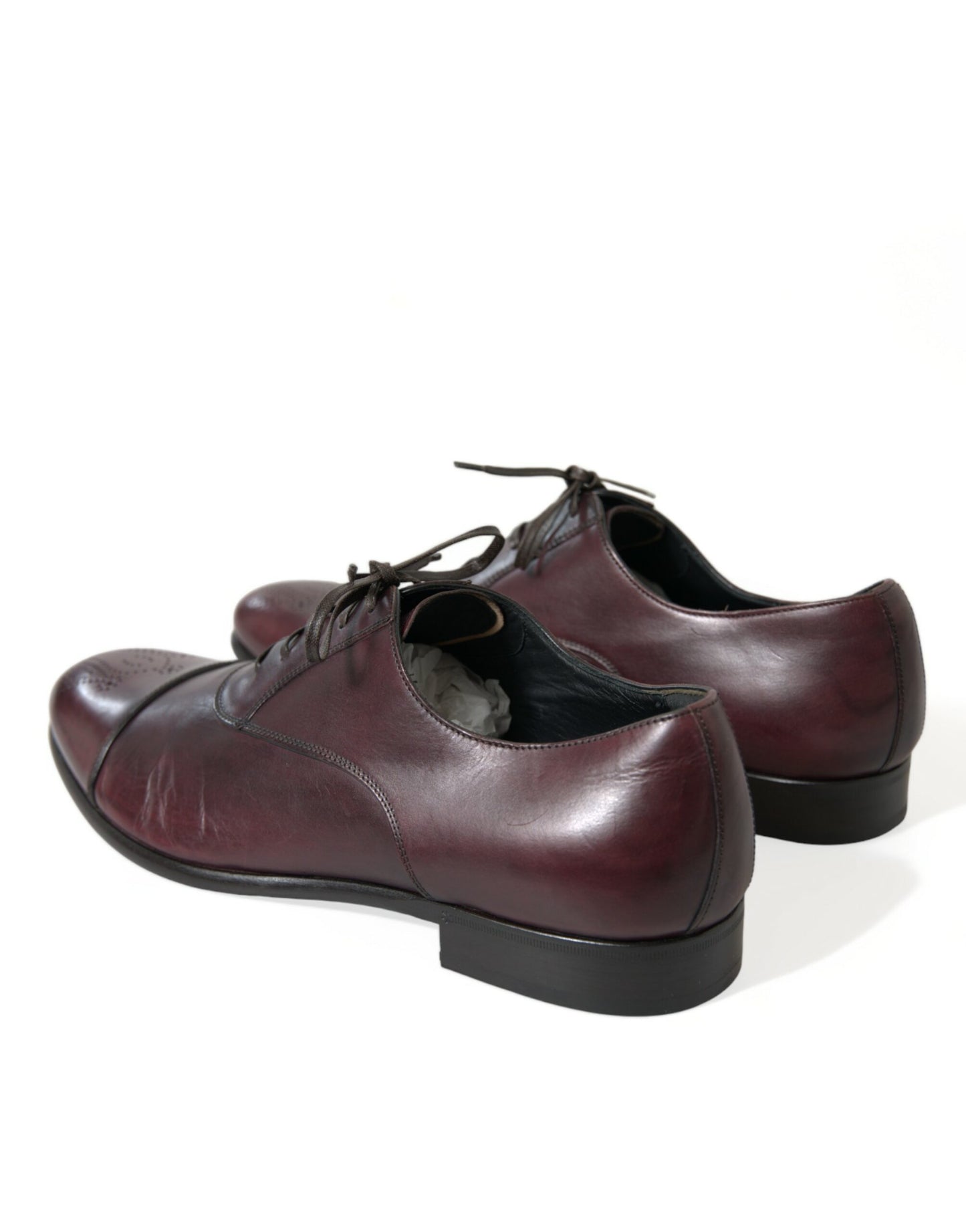 Dolce & Gabbana Elegant Burgundy Leather Derby Shoes EU44 / US11