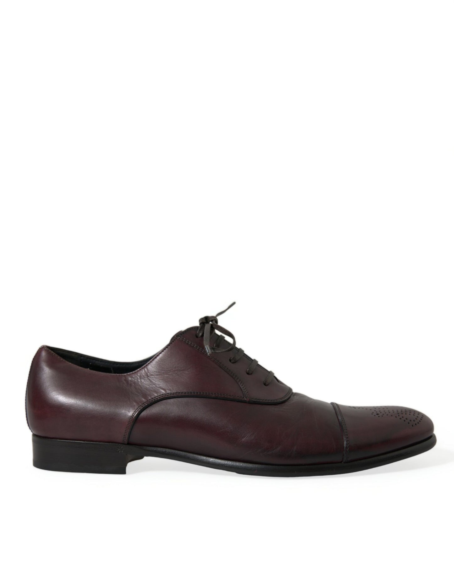 Dolce & Gabbana Elegant Burgundy Leather Derby Shoes EU44 / US11