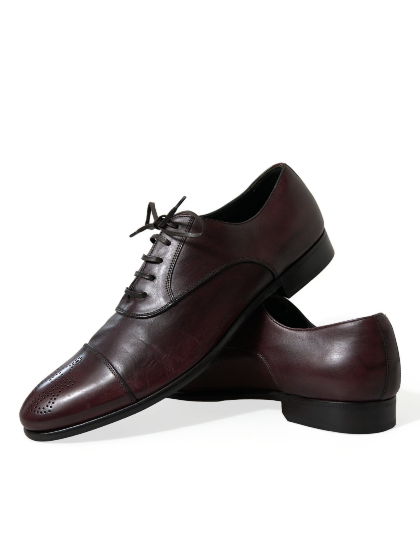 Dolce & Gabbana Elegant Burgundy Leather Derby Shoes EU44 / US11