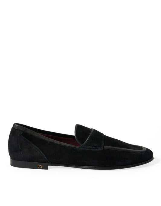 Dolce & Gabbana Elegant Velvet Black Loafers for Men EU40 / US7