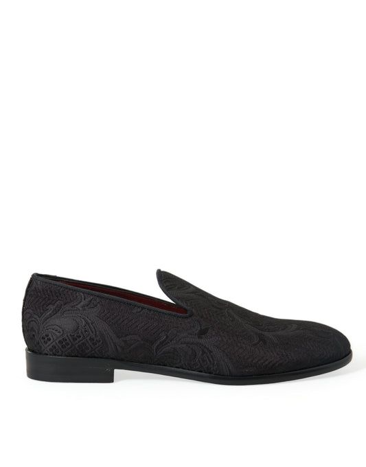 Dolce & Gabbana Elegant Black Brocade Dress Loafers EU41.5 / US8.5