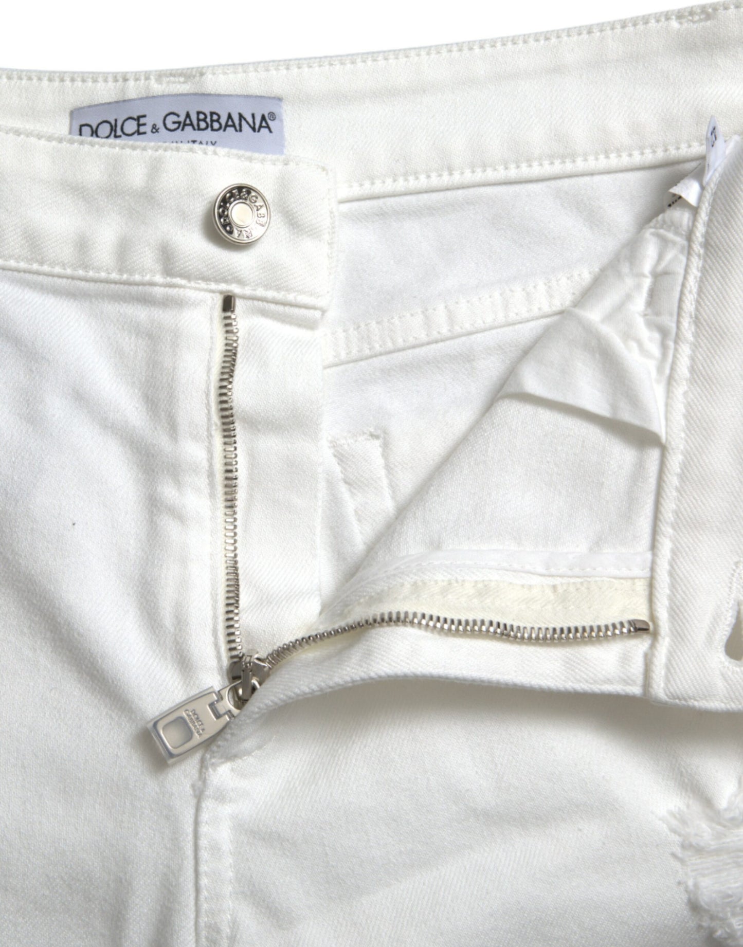 Dolce & Gabbana Elegant White Mid-Waist Denim Cropped Jeans IT42 / M