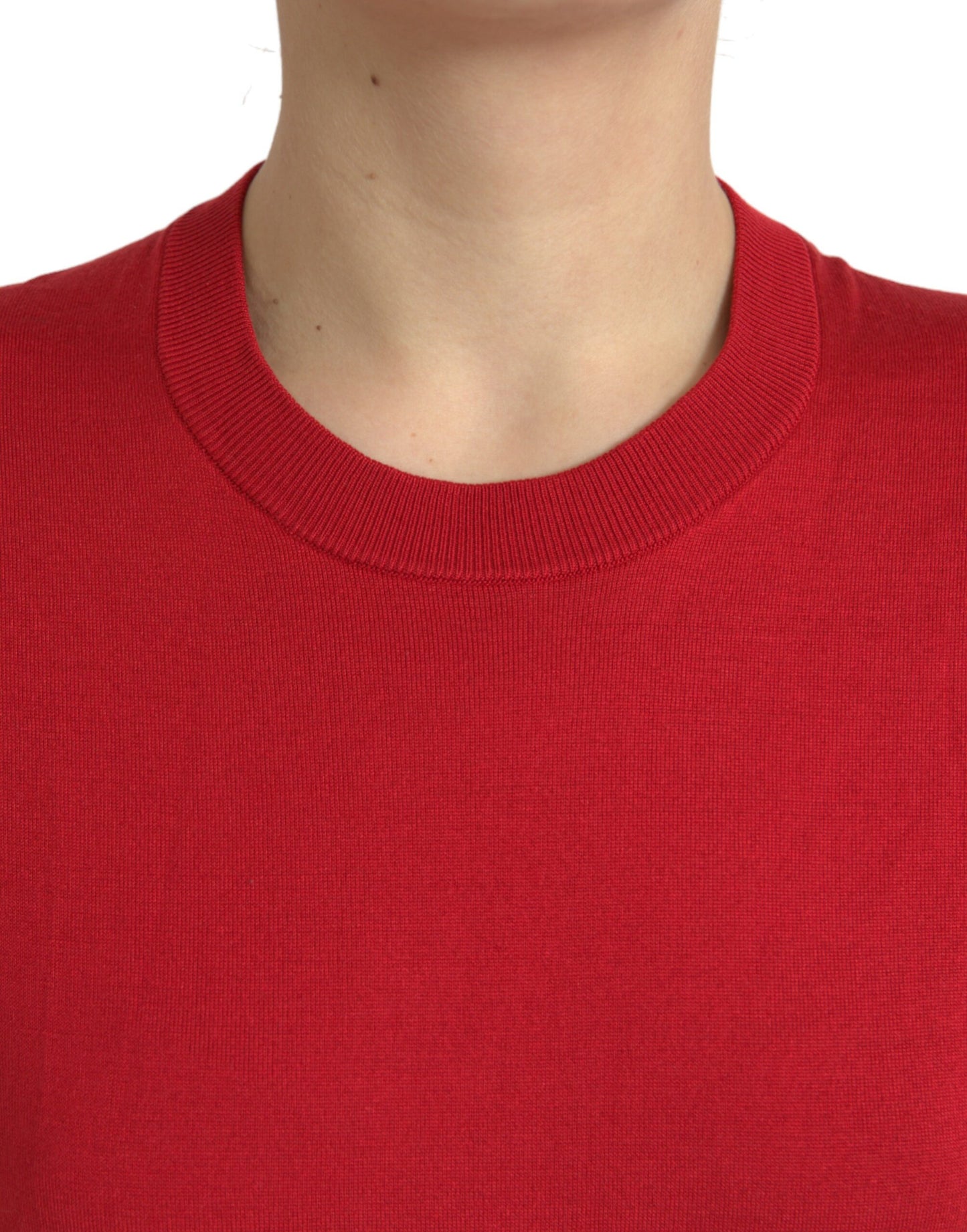 Dolce & Gabbana Silk Red Crew Neck Top IT46 / XL