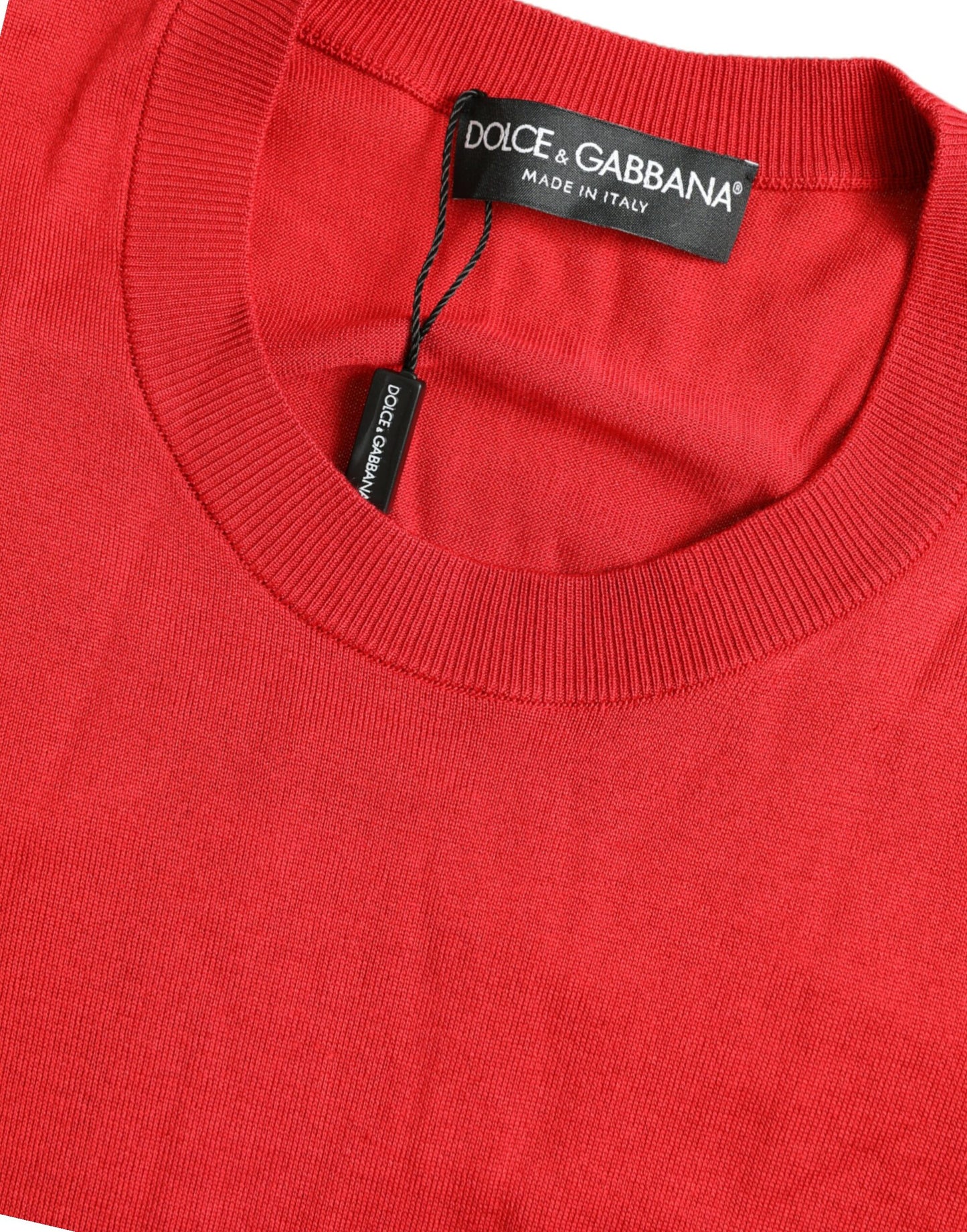 Dolce & Gabbana Silk Red Crew Neck Top IT46 / XL