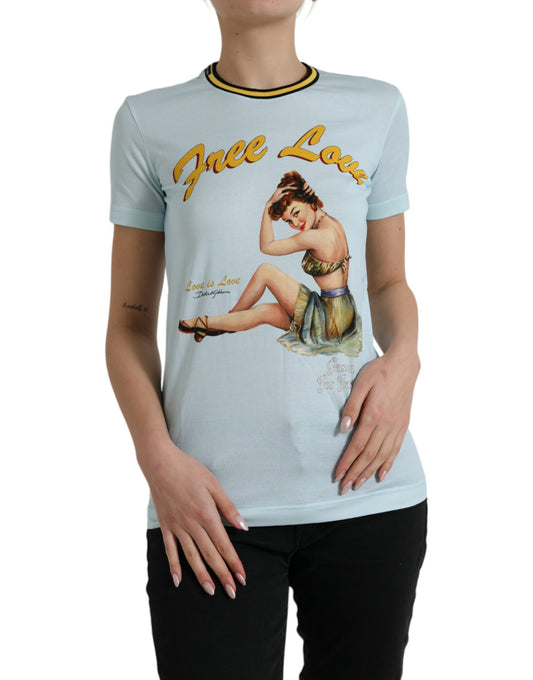 Dolce & Gabbana Elegant Light Blue Cotton T-Shirt IT36 / XS