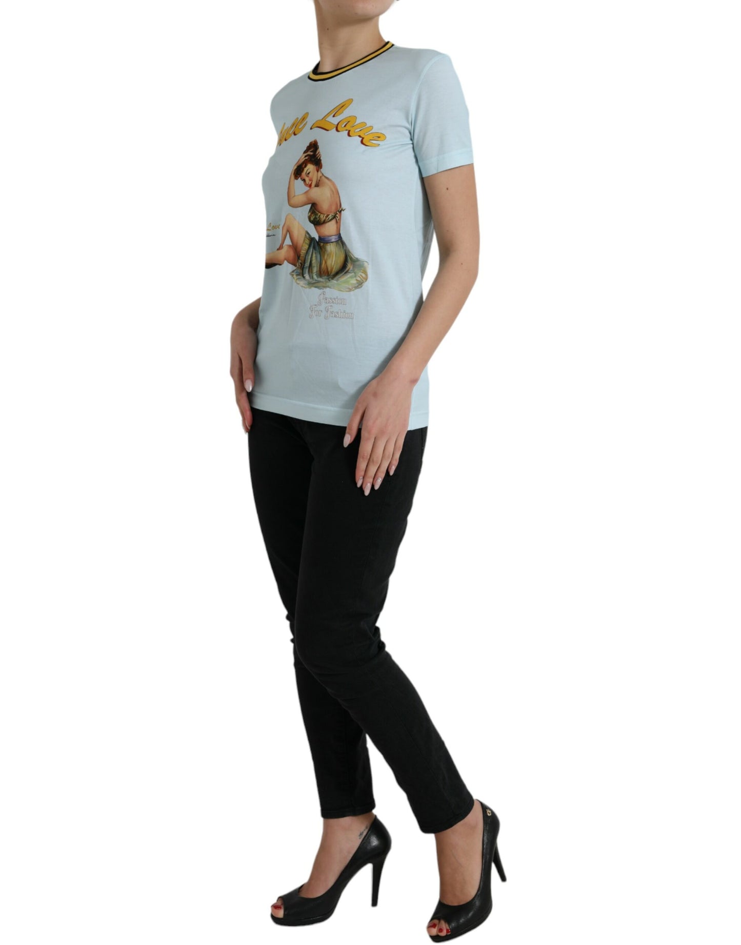 Dolce & Gabbana Elegant Light Blue Cotton T-Shirt IT36 / XS