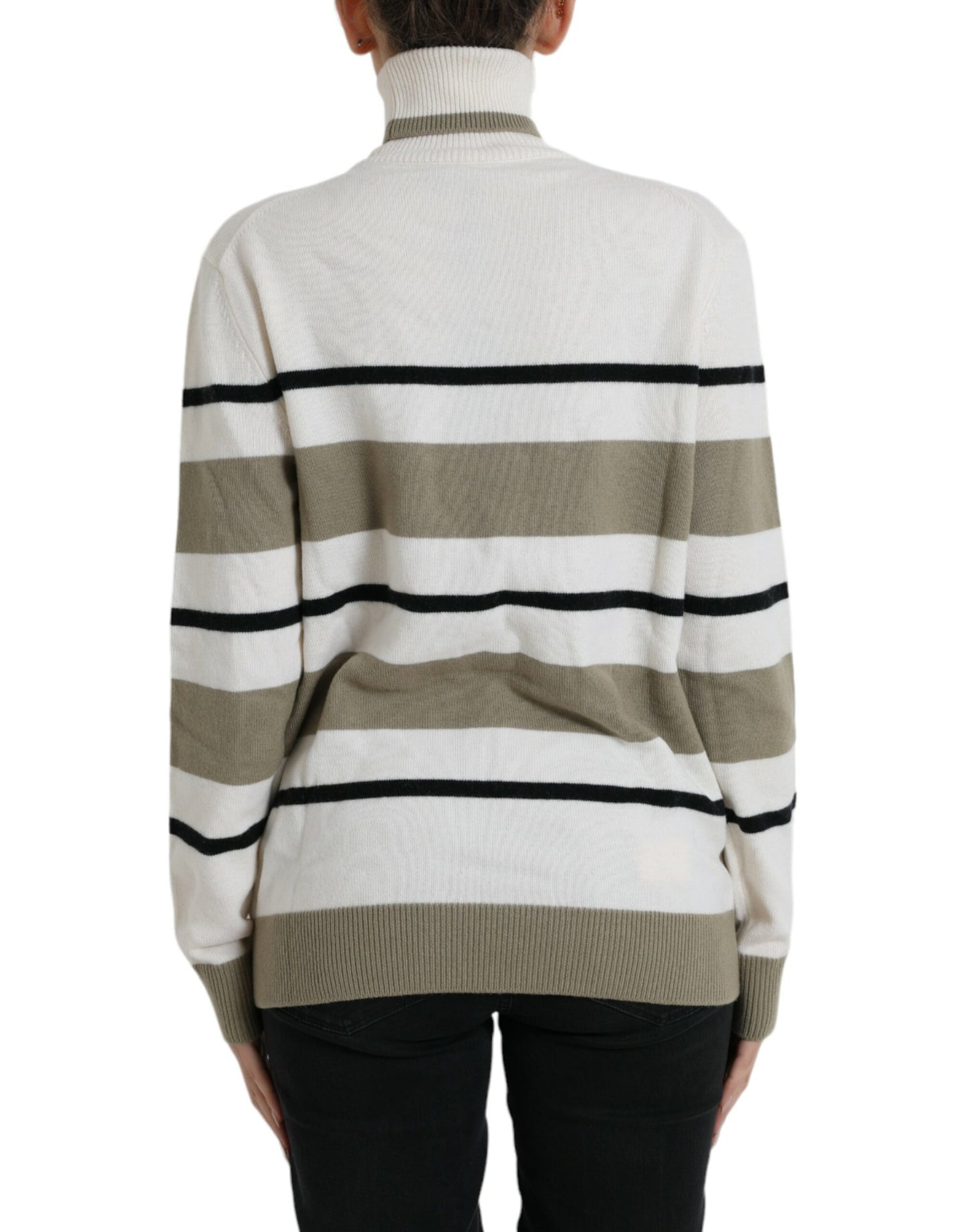 Dolce & Gabbana Italian Striped Wool Turtleneck Sweater IT44 | L