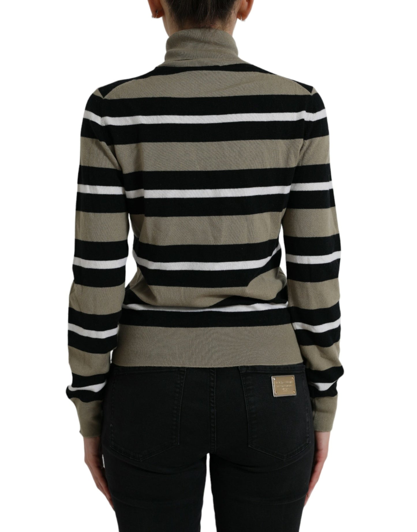 Dolce & Gabbana Elegant Striped Turtleneck Wool Sweater IT42 / M