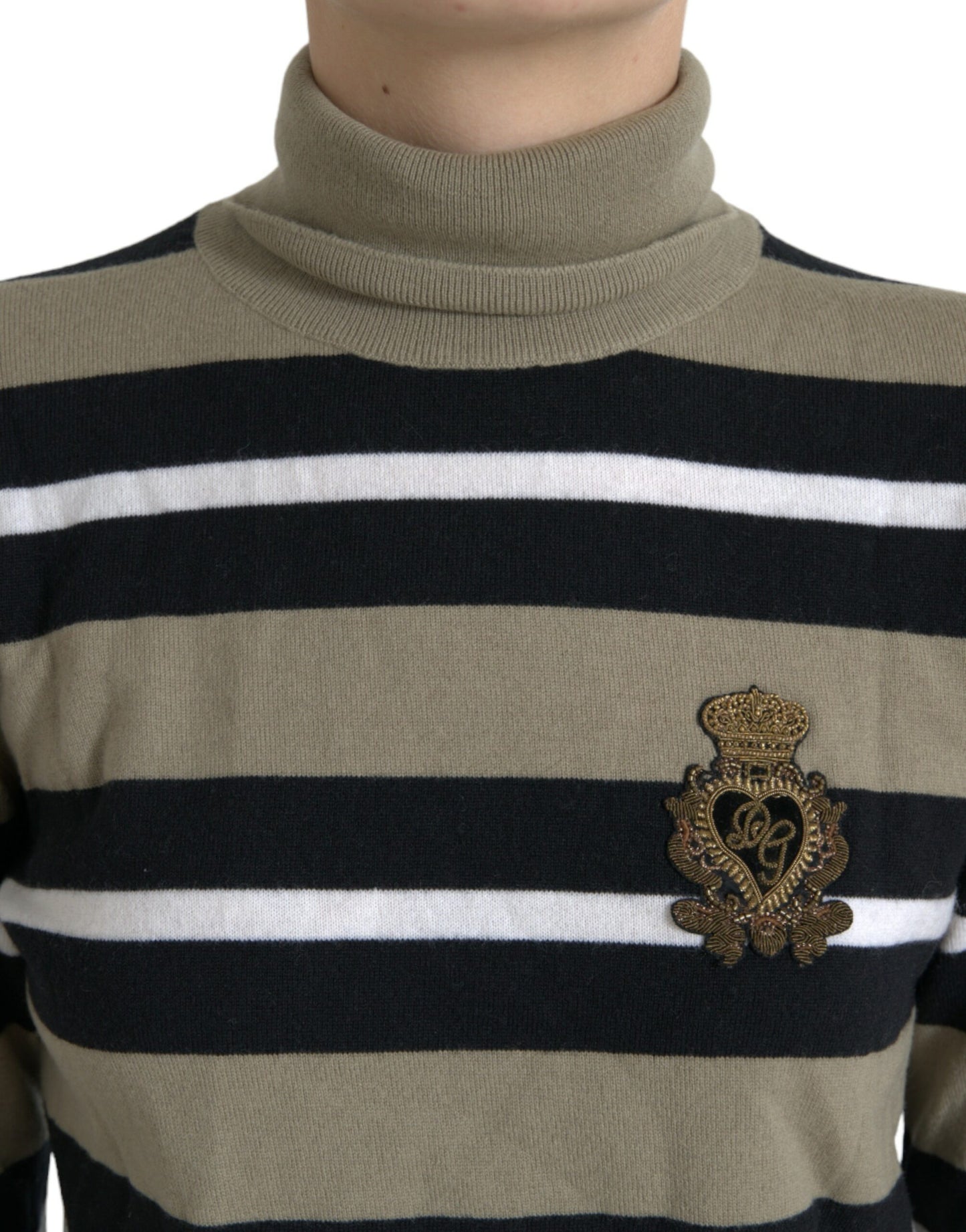 Dolce & Gabbana Elegant Striped Turtleneck Wool Sweater IT42 / M