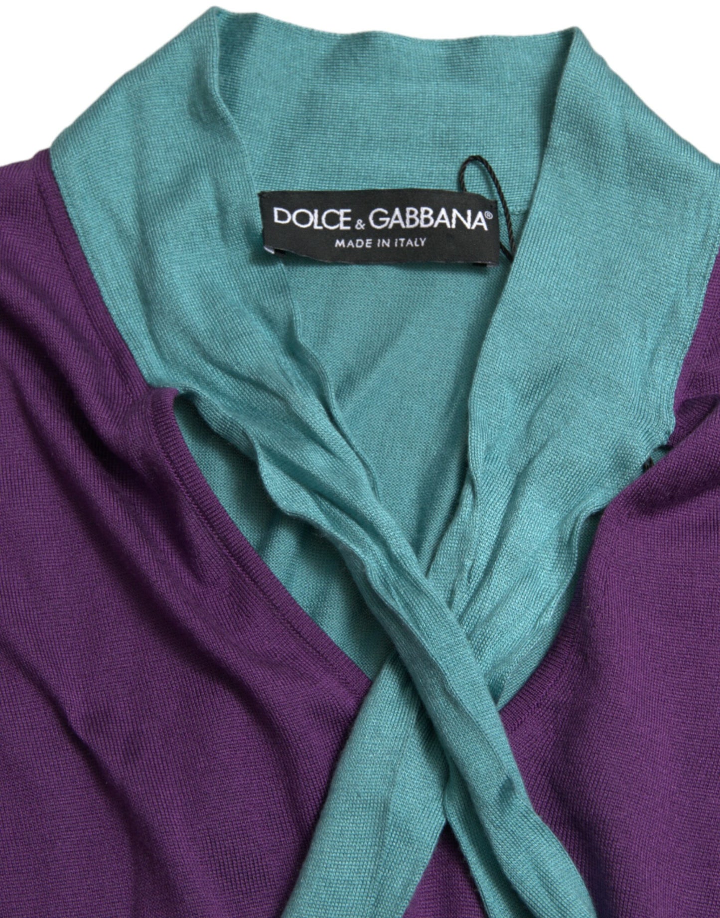 Dolce & Gabbana Multicolor Silk Pussy-bow Sweater IT44 | L