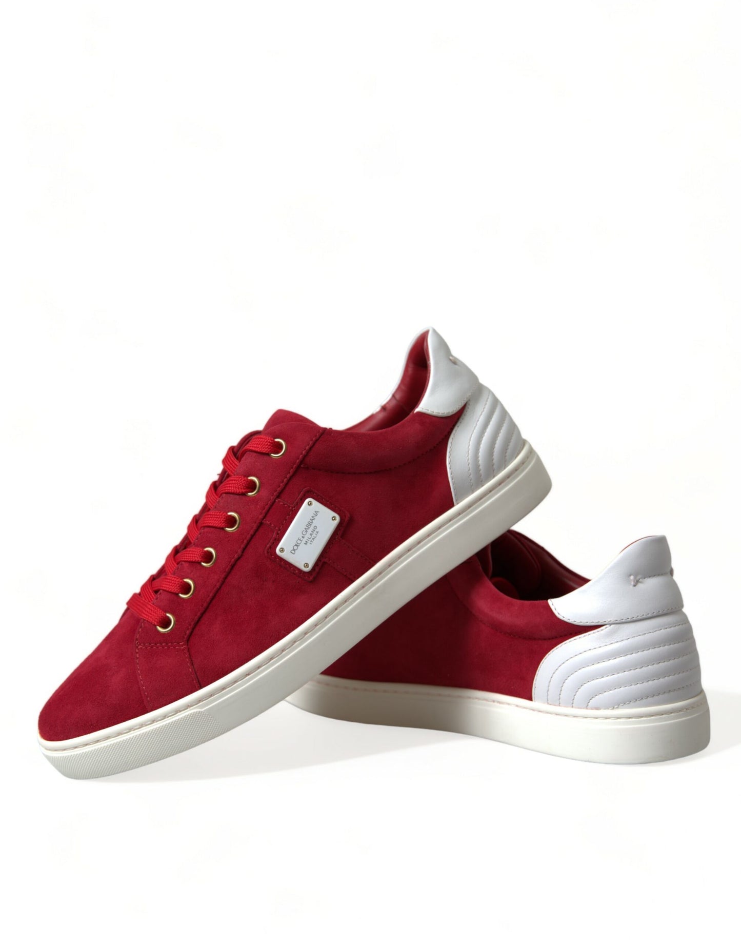 Dolce & Gabbana Elegant Red & White Leather Sneakers EU40.5 / US7.5