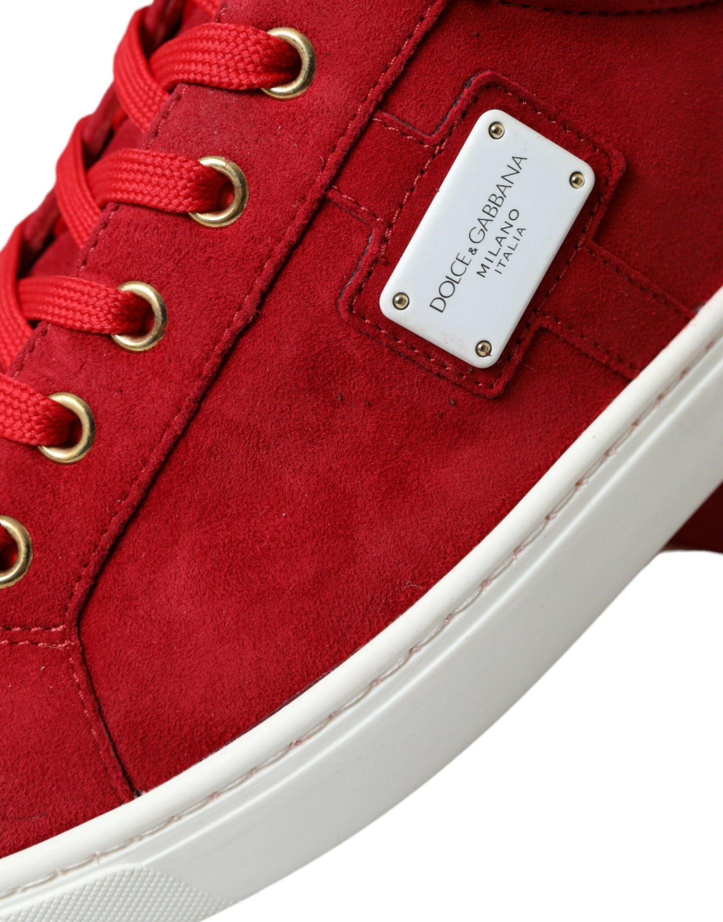 Dolce & Gabbana Elegant Red & White Leather Sneakers EU40.5 / US7.5