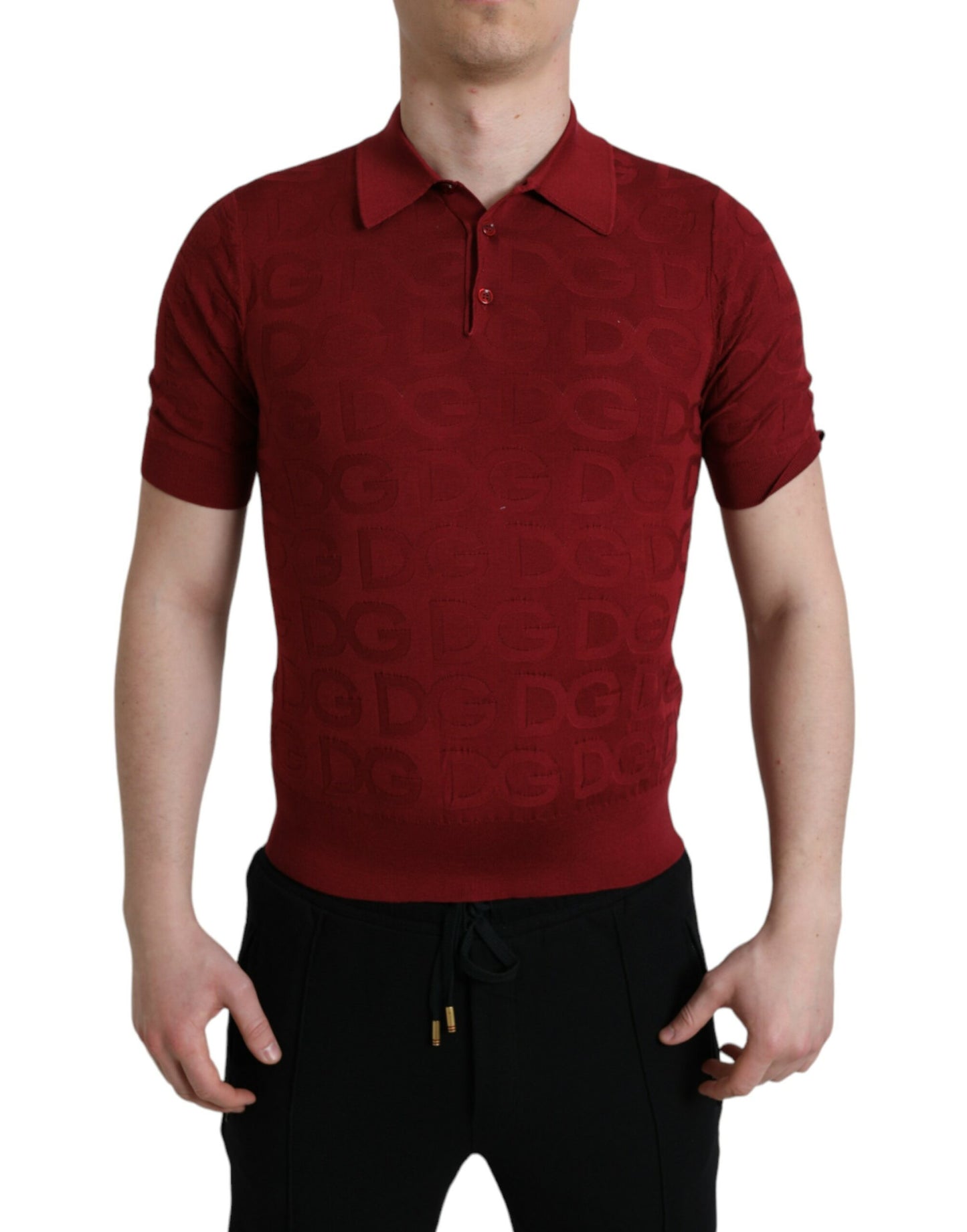 Dolce & Gabbana Elegant Silk Maroon Polo T-Shirt IT44 / XS