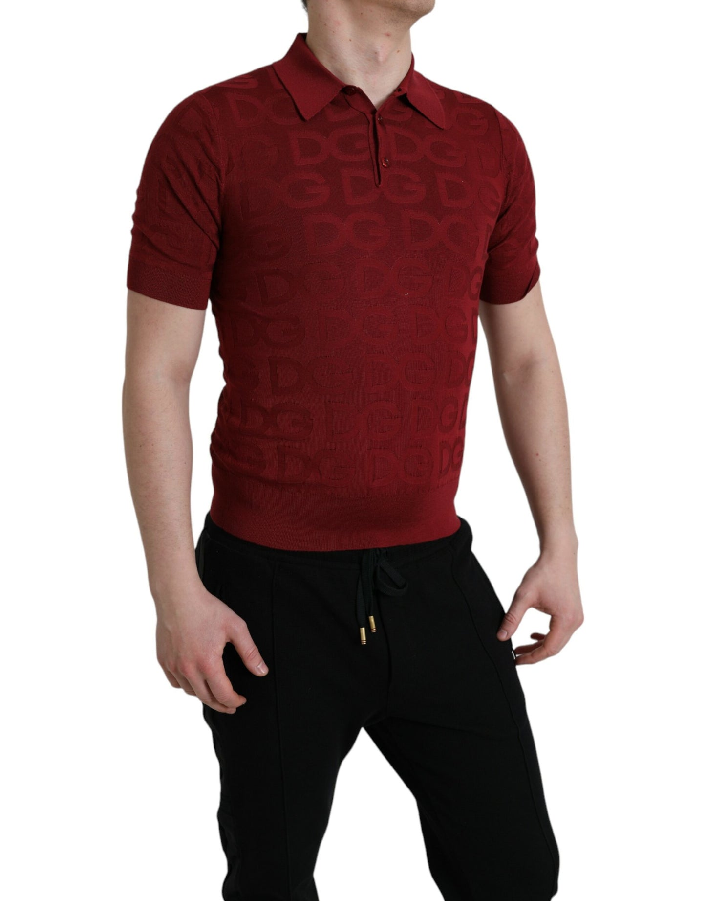 Dolce & Gabbana Elegant Silk Maroon Polo T-Shirt IT44 / XS