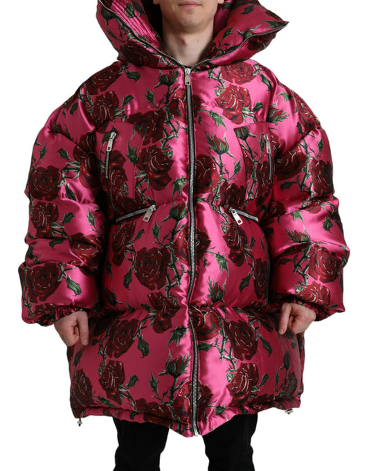 Dolce & Gabbana Elegant Rose Print Quilted Jacket IT50 / L