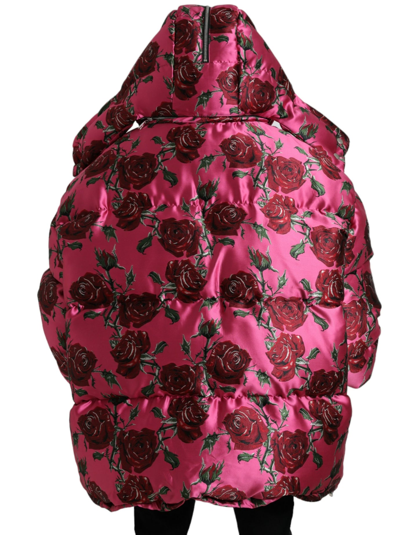 Dolce & Gabbana Elegant Rose Print Quilted Jacket IT50 / L