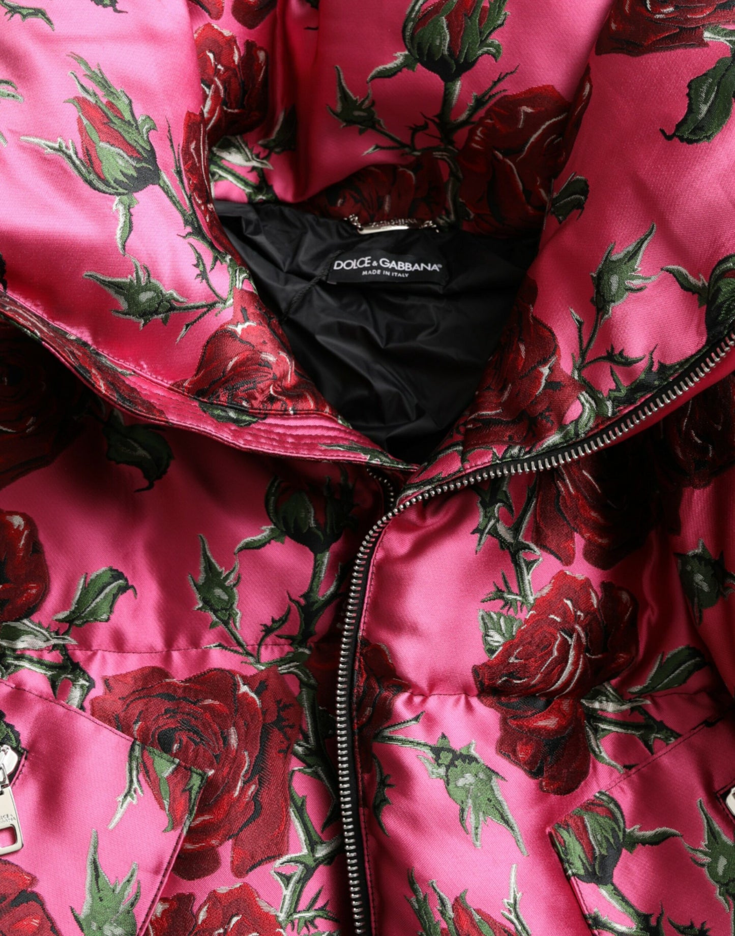 Dolce & Gabbana Elegant Rose Print Quilted Jacket IT50 / L