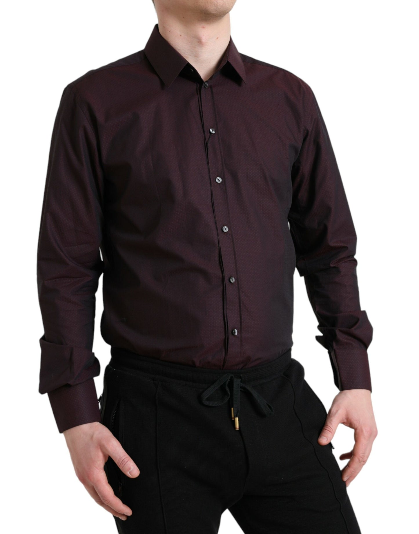 Dolce & Gabbana Elegant Maroon Martini Dress Shirt IT42 / XL