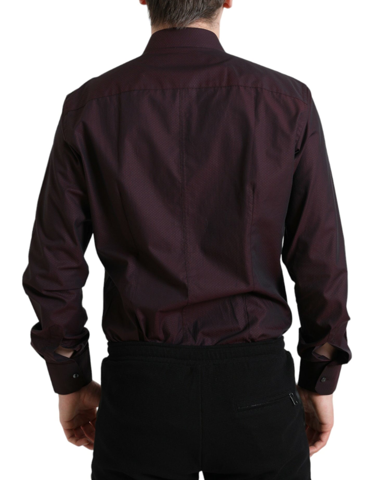 Dolce & Gabbana Elegant Maroon Martini Dress Shirt IT42 / XL