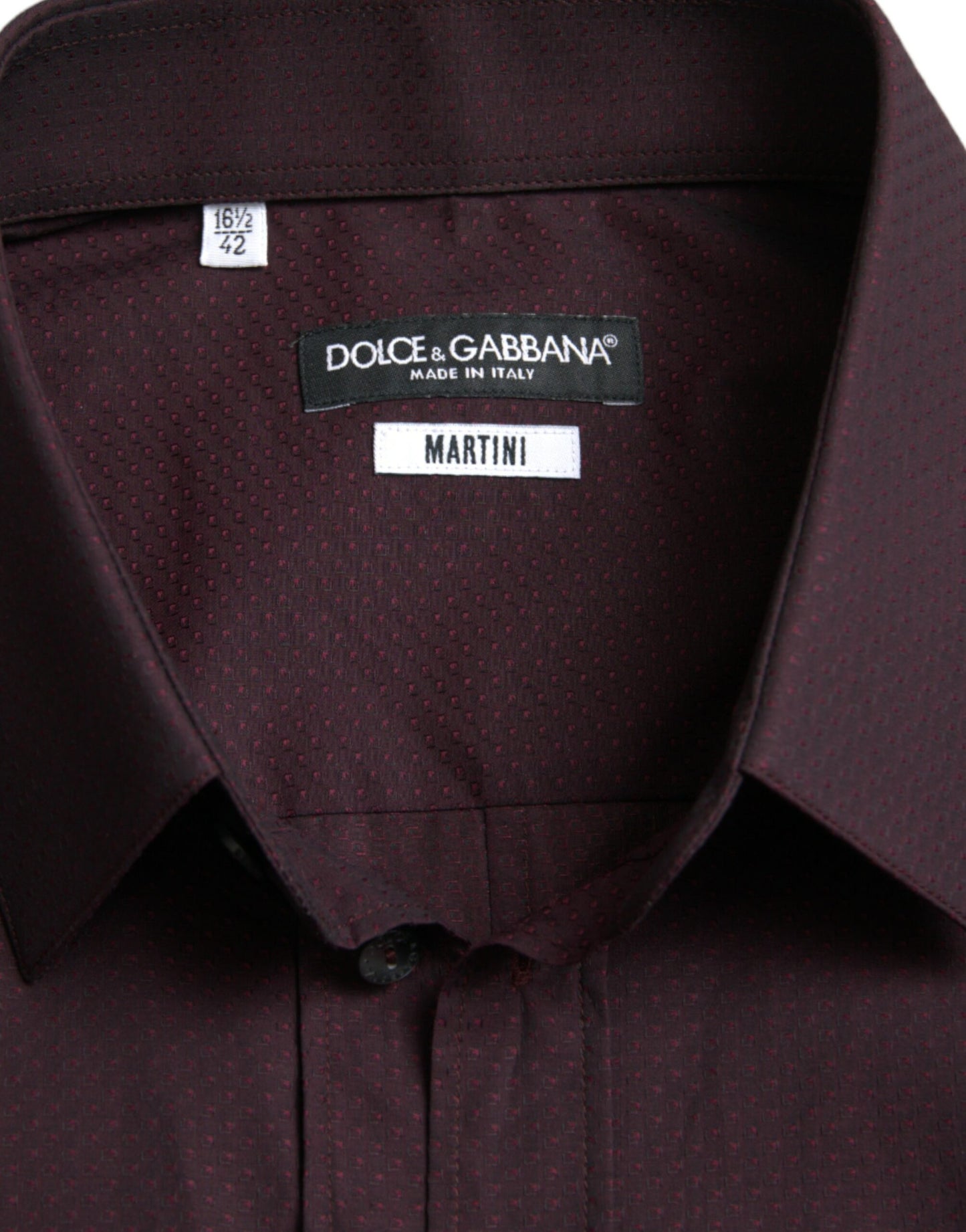 Dolce & Gabbana Elegant Maroon Martini Dress Shirt IT42 / XL