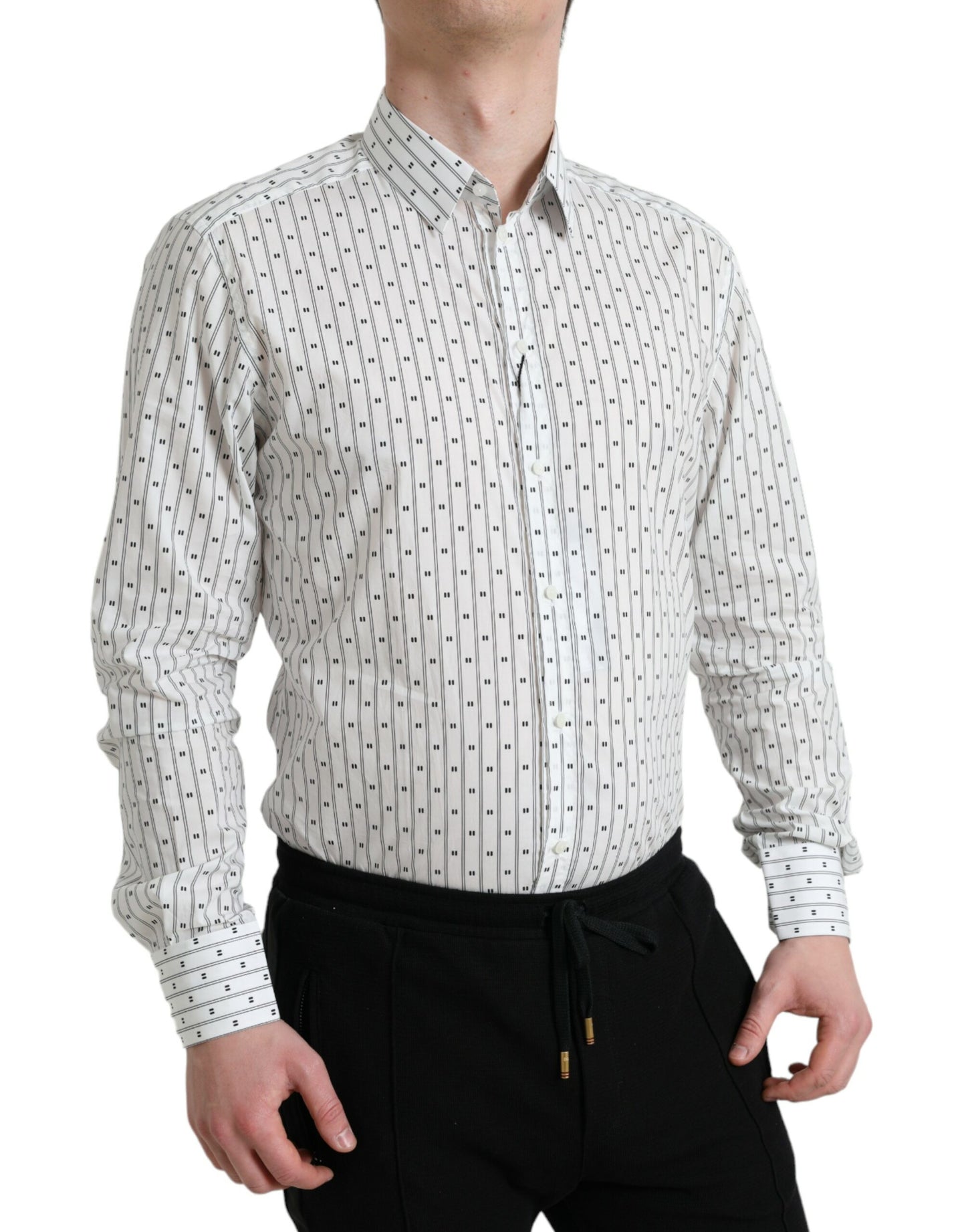 Dolce & Gabbana Elegant White Cotton Slim Fit Dress Shirt IT39 / S