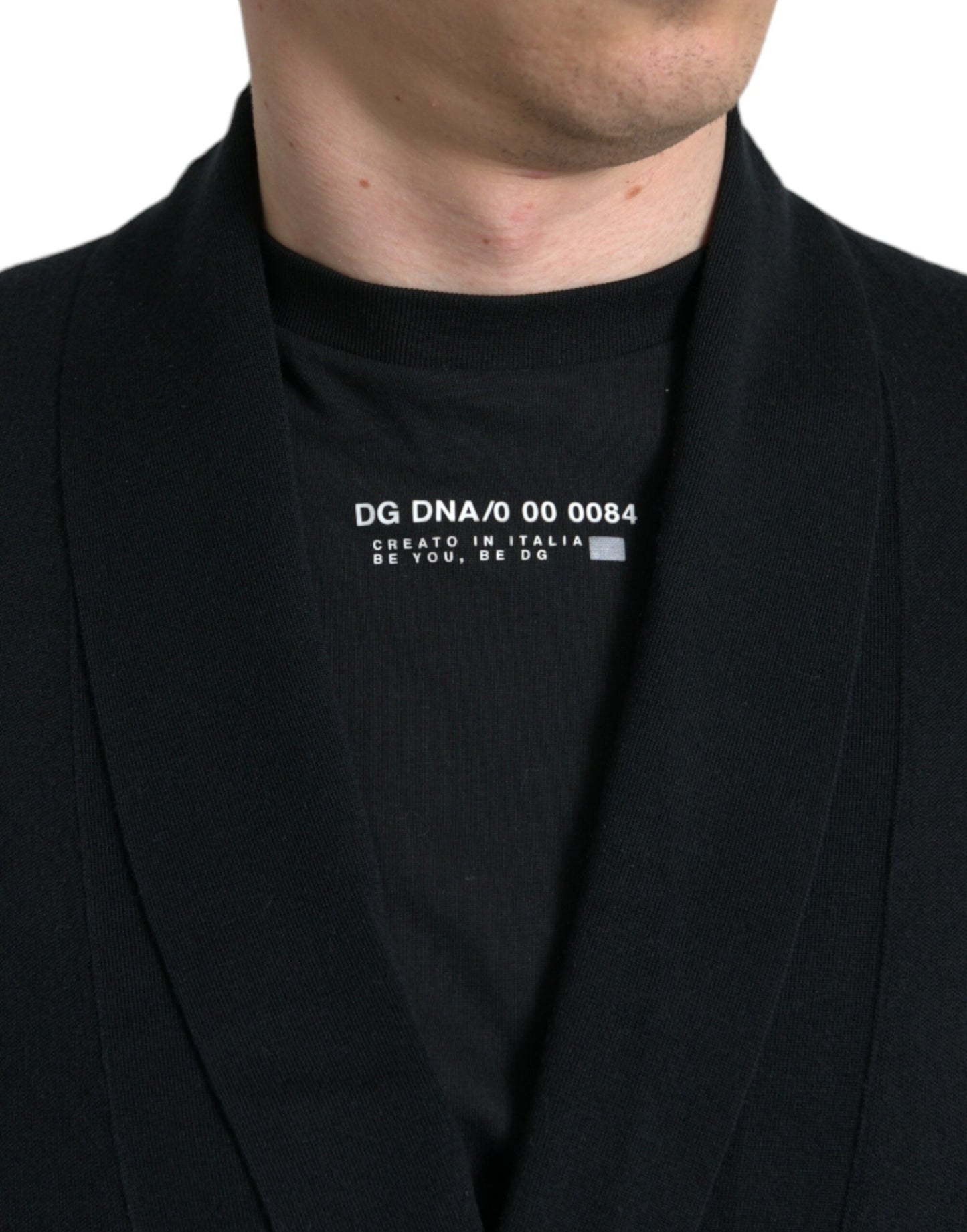 Dolce & Gabbana Elegant Black Cashmere Robe with Waist Belt IT48 / M