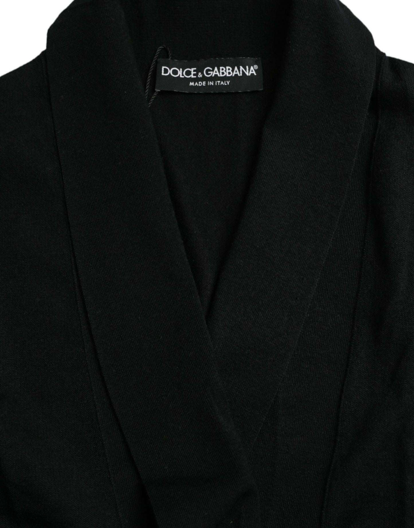 Dolce & Gabbana Elegant Black Cashmere Robe with Waist Belt IT48 / M