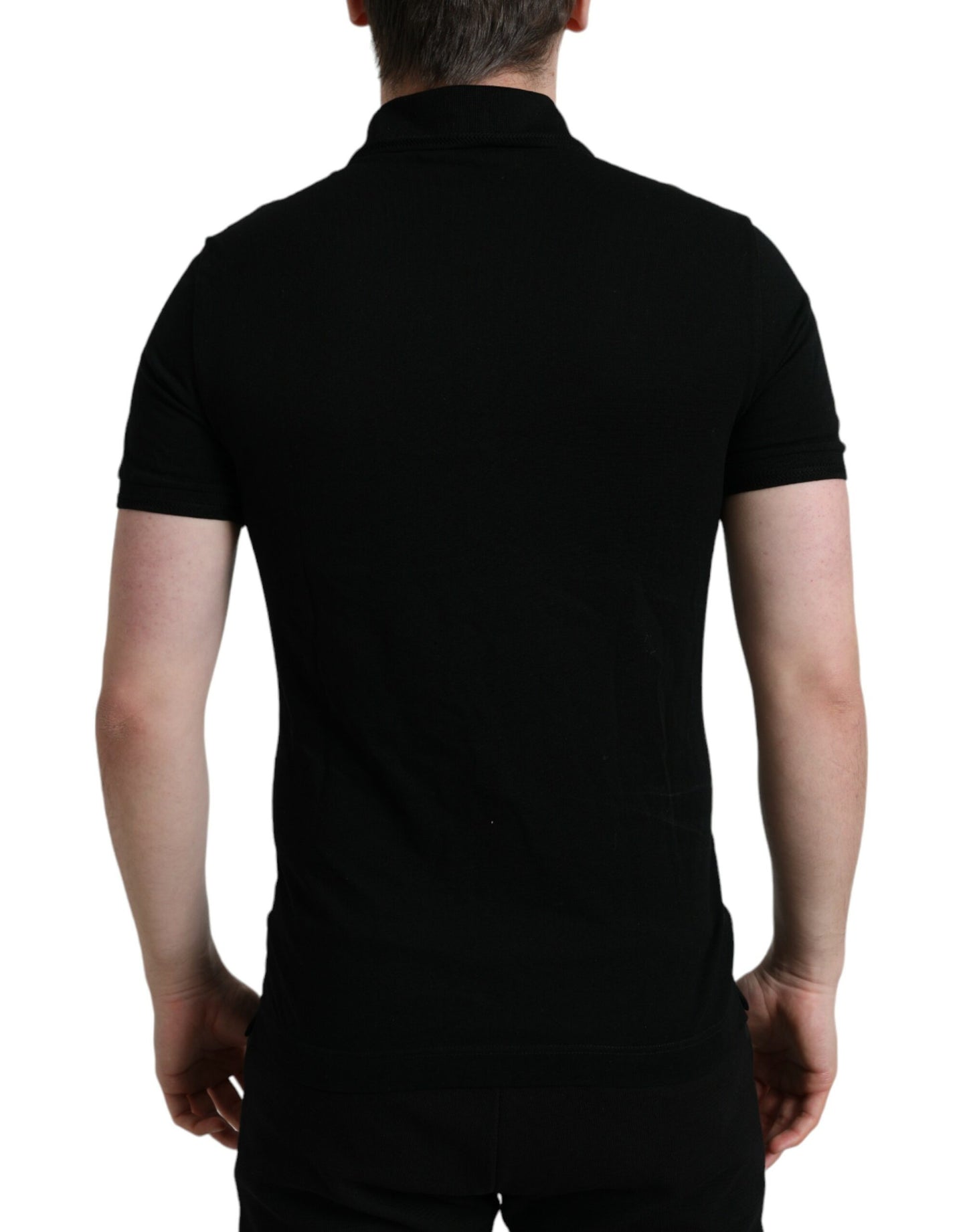 Dolce & Gabbana Elegant Black Cotton Polo Shirt IT46 / S