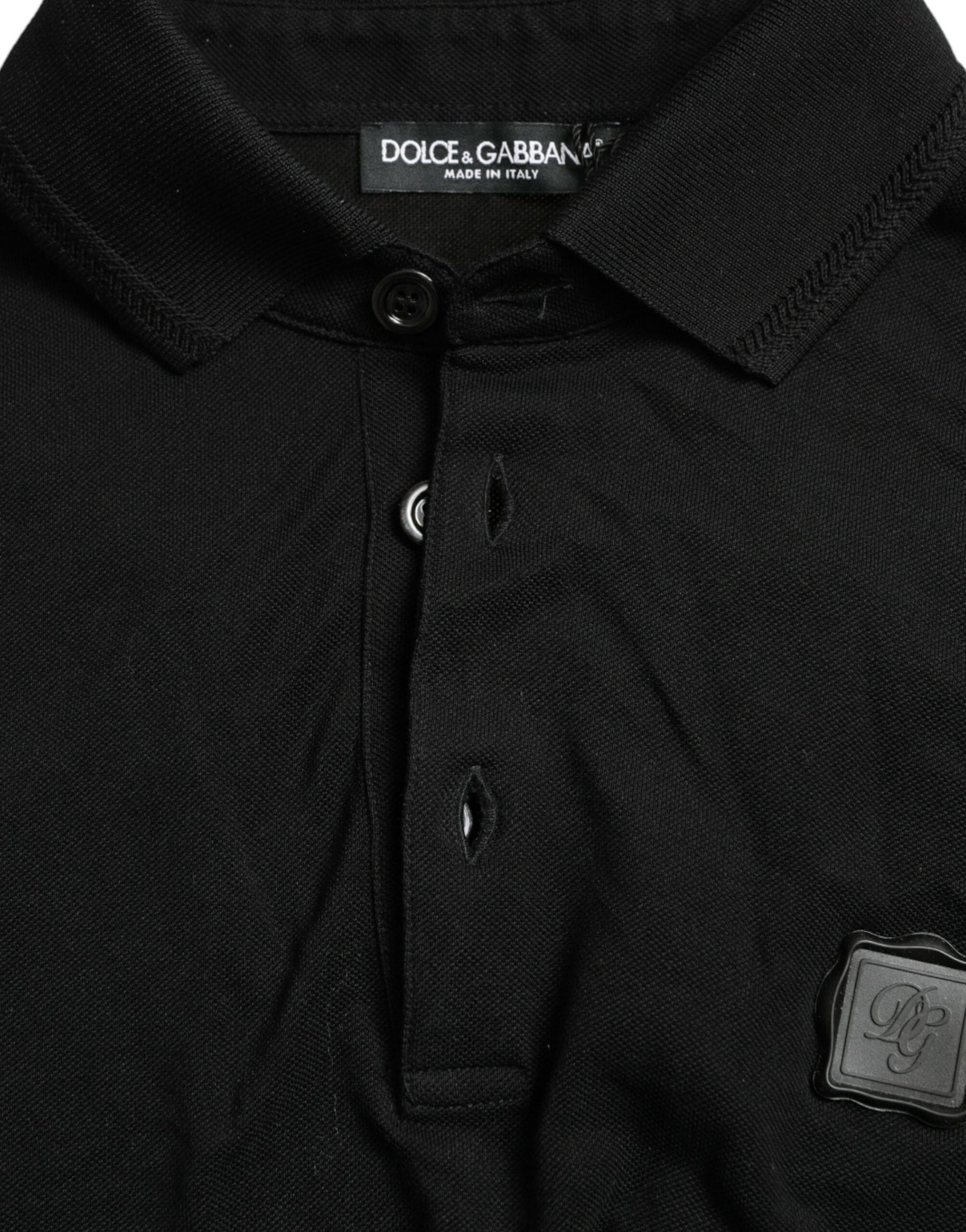 Dolce & Gabbana Elegant Black Cotton Polo Shirt IT46 / S