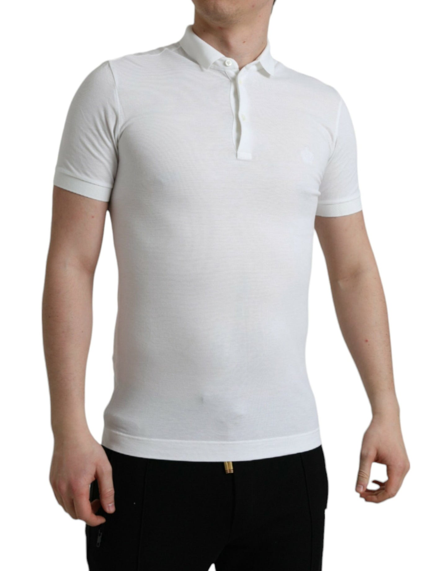 Dolce & Gabbana Crown Embroidered White Cotton Polo IT44 / XS