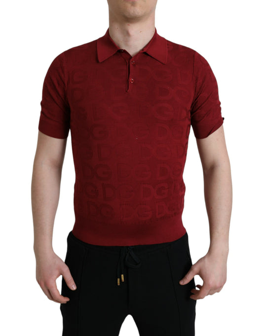 Dolce & Gabbana Silk Maroon Polo T-Shirt - Elegance Meets Comfort IT48 / M