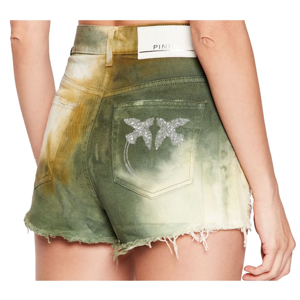 PINKO Military Green Cotton Women Shorts W25