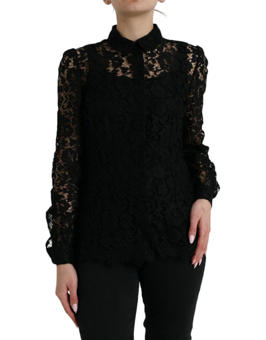 Dolce & Gabbana Elegant Floral Lace Blouse Top IT42 / M