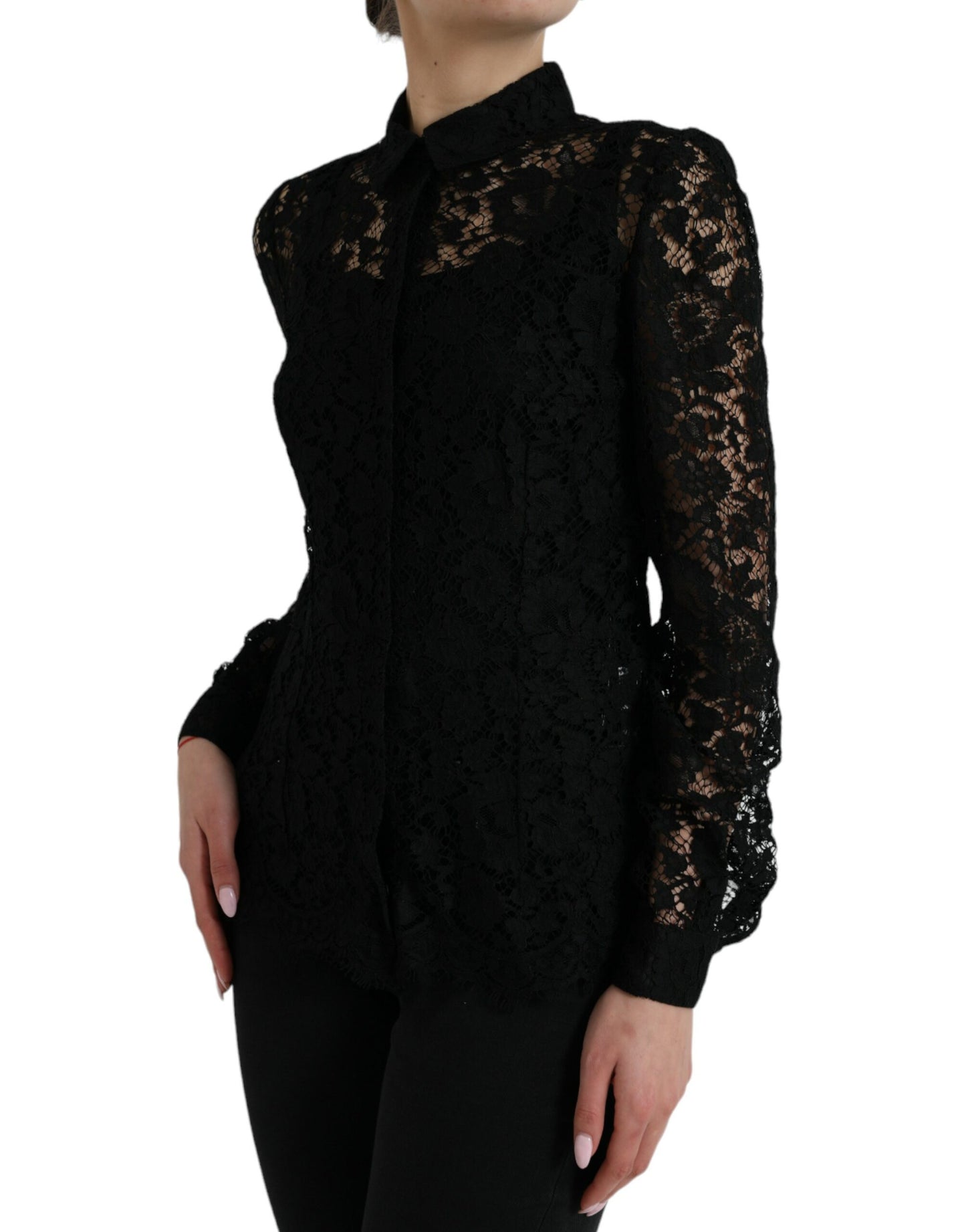 Dolce & Gabbana Elegant Floral Lace Blouse Top IT42 / M