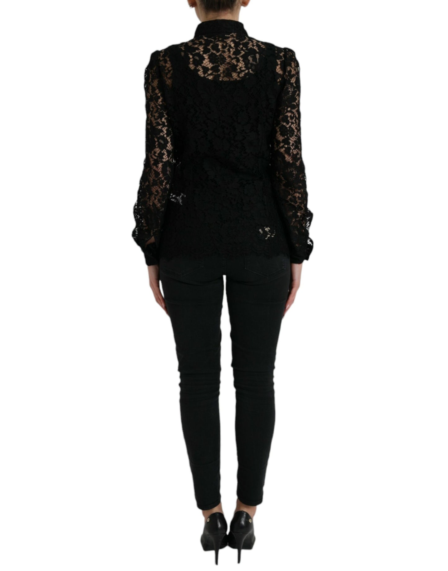 Dolce & Gabbana Elegant Floral Lace Blouse Top IT42 / M