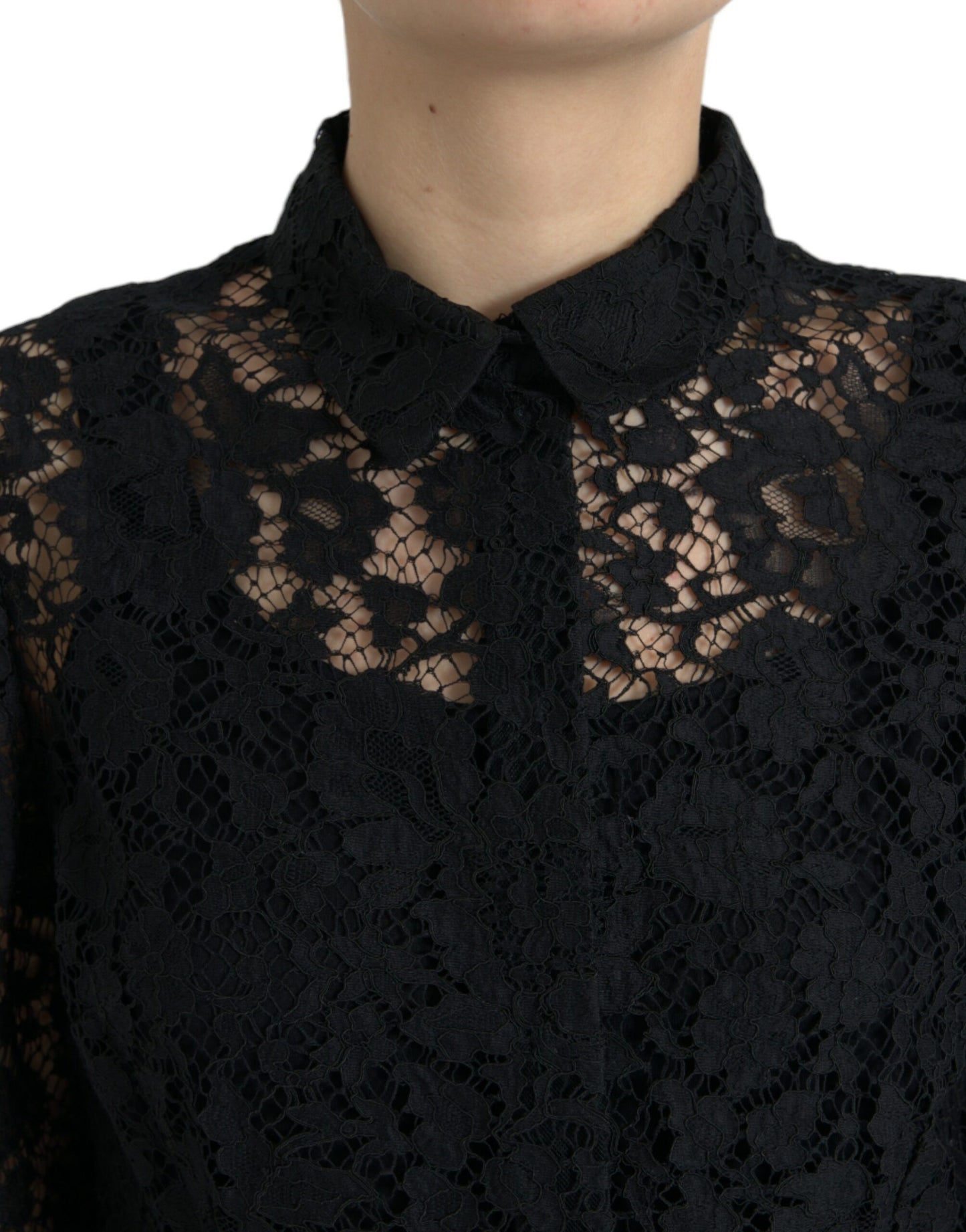 Dolce & Gabbana Elegant Floral Lace Blouse Top IT42 / M