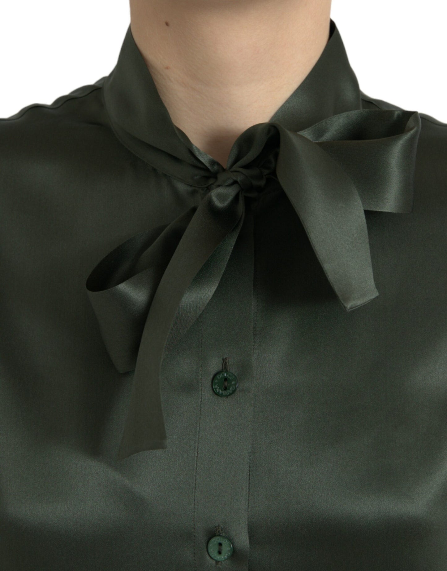 Dolce & Gabbana Elegant Silk Ascot Collar Blouse IT44 | L