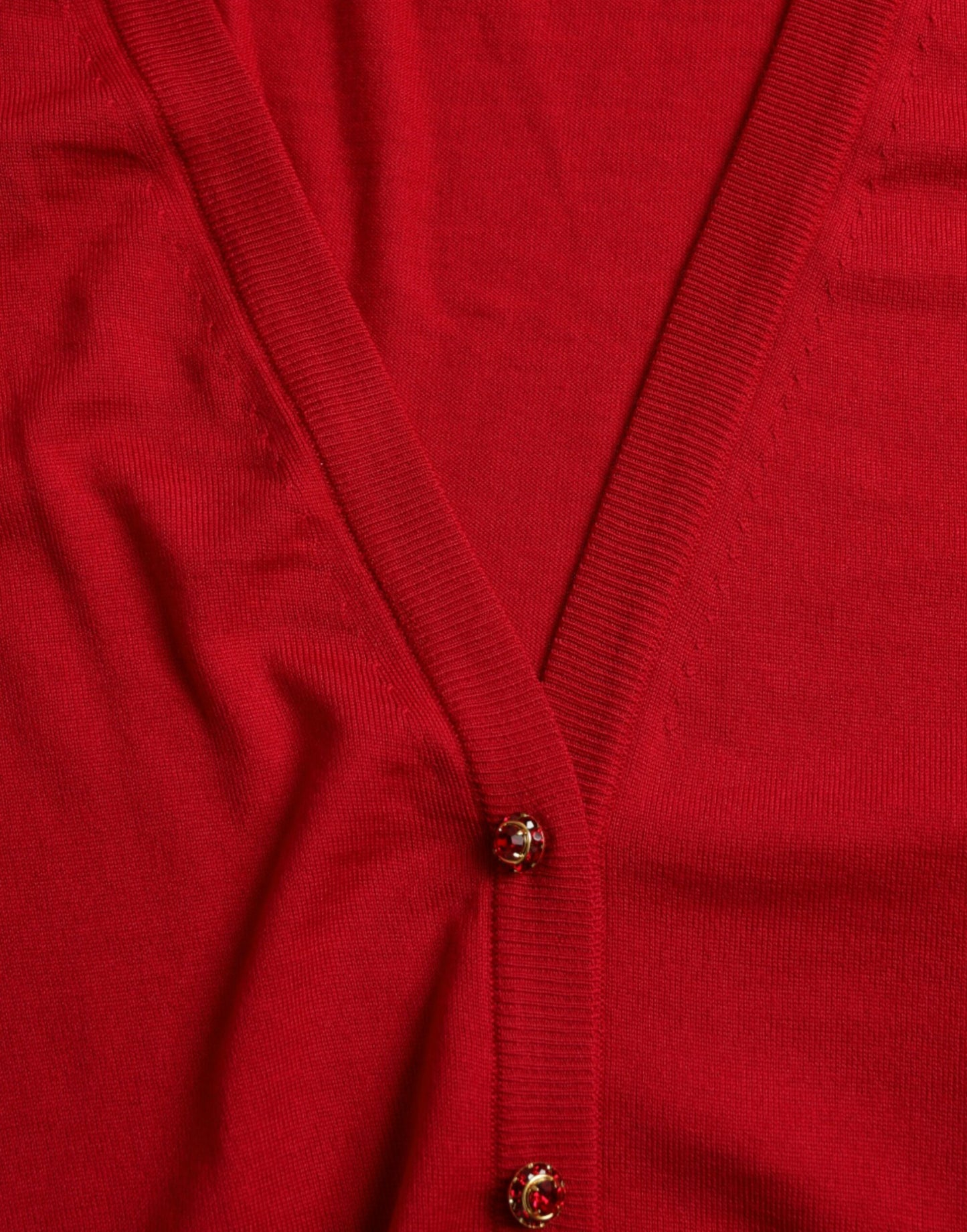 Dolce & Gabbana Elegant Red V-Neck Wool Cardigan IT50 / XXL