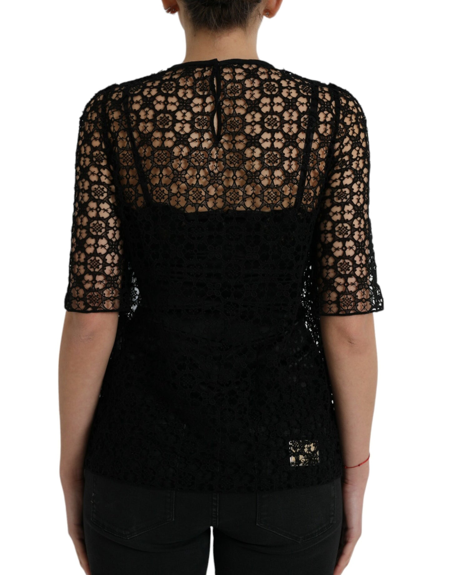 Dolce & Gabbana Elegant Floral Lace Blouse Top IT38 / XS