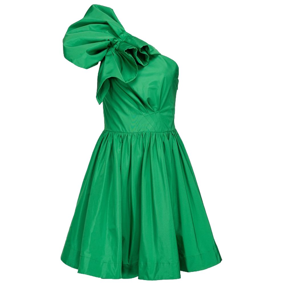 PINKO Chic Green Draped Bustier Flared Dress IT40 | S