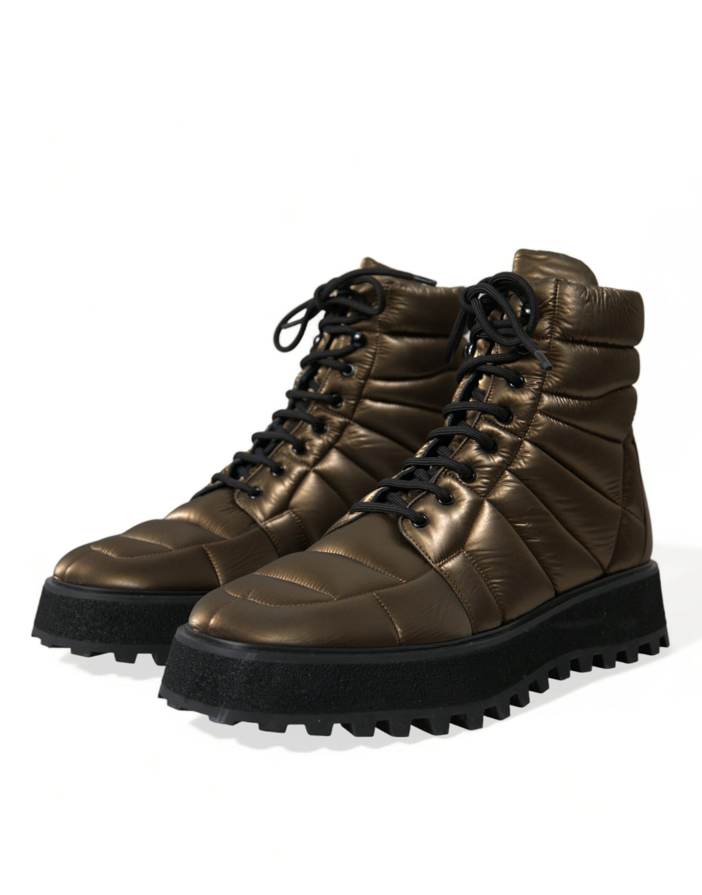 Dolce & Gabbana Bronze Plateau Padded Boots with DG Logo Plate EU44 / US11