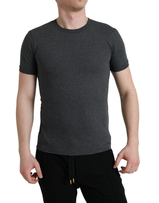 Dolce & Gabbana Elegant Dark Gray Crew Neck Tee IT44 / XS