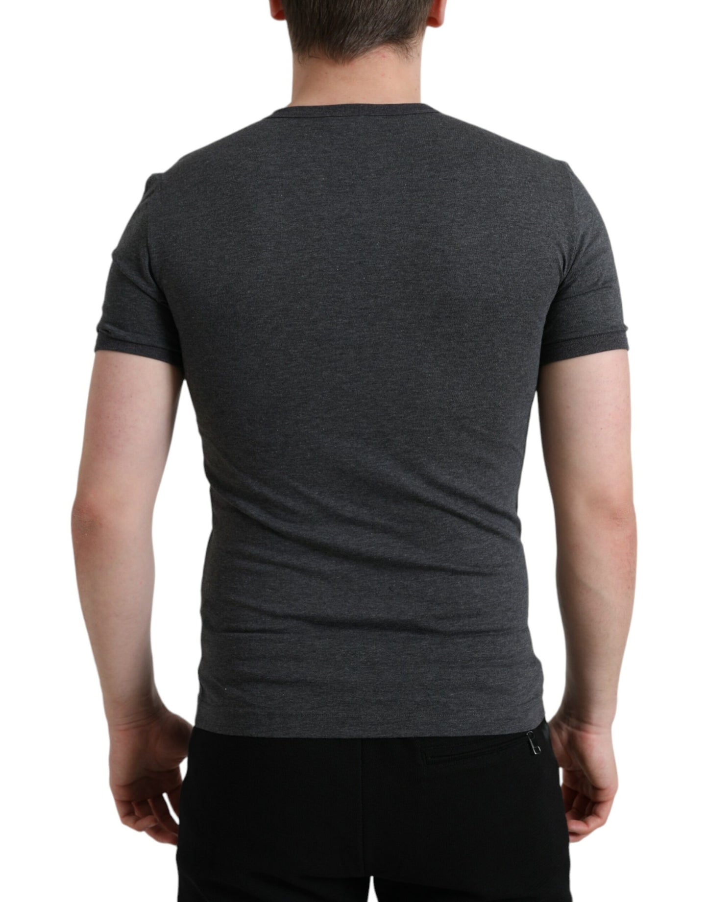 Dolce & Gabbana Elegant Dark Gray Crew Neck Tee IT44 / XS